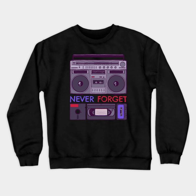 Never Forget (Boombox) Crewneck Sweatshirt by Baddest Shirt Co.